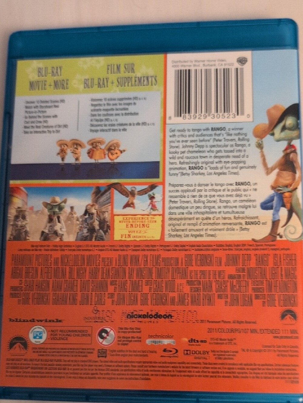 Rango Blu-Ray Movie (2011) Canadian Edition Johnny Depp - Picture 2 of 5